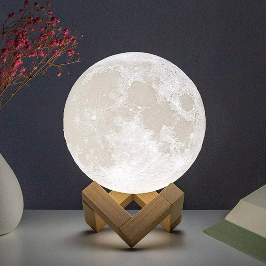 D5 8Cm Moon Lamp LED Night Light Battery Powered with Stand