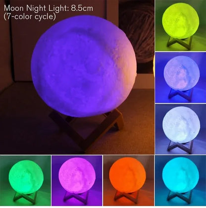 D5 8Cm Moon Lamp LED Night Light Battery Powered with Stand
