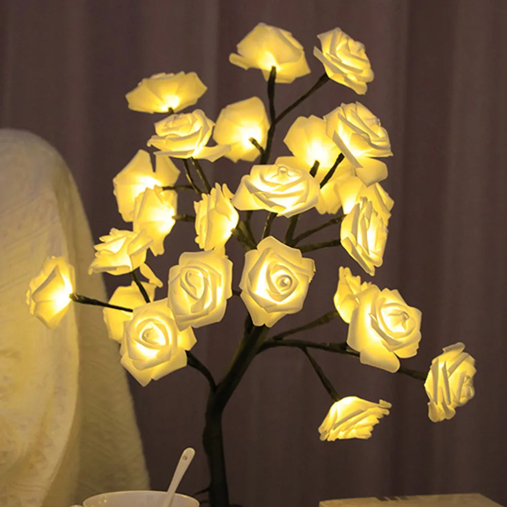 Table Top Rose Flower Tree Lamp Lights with USB