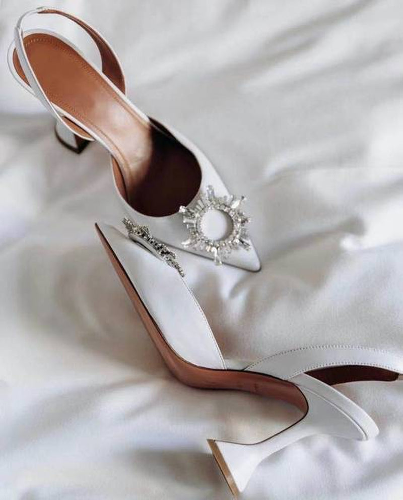 2023 Brand Women Pumps Luxury Crystal Slingback High Heels