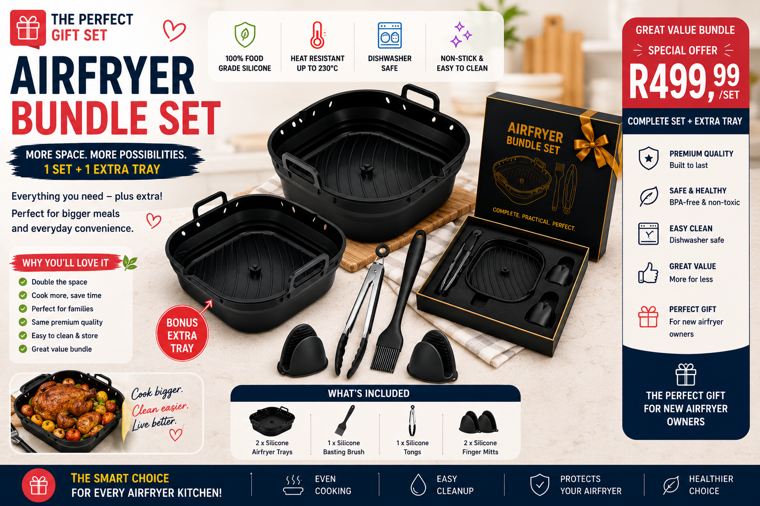 TaliKaya Air Fryer Complete Kitchen Bundle + Extra Tray