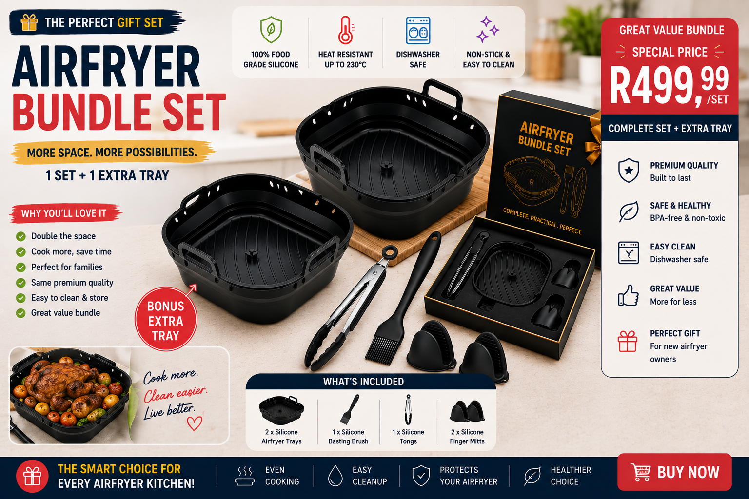 TaliKaya Air Fryer Complete Kitchen Bundle + Extra Tray - Image 3