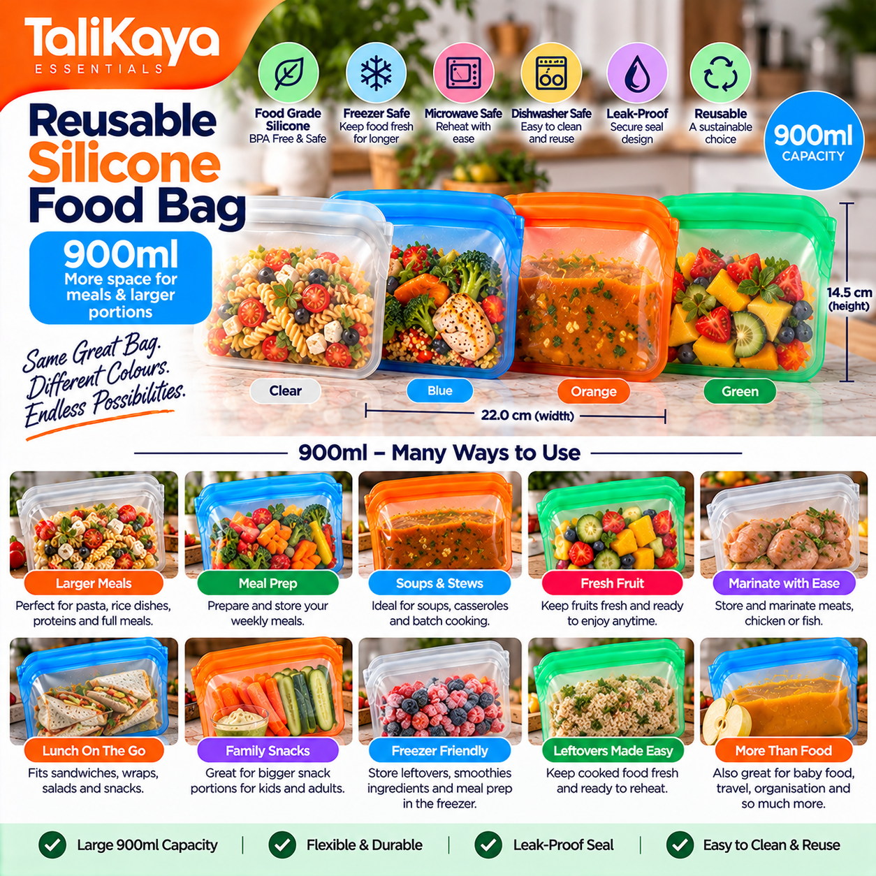 TaliKaya Build Your Silicone Food Bag Pack - Image 5