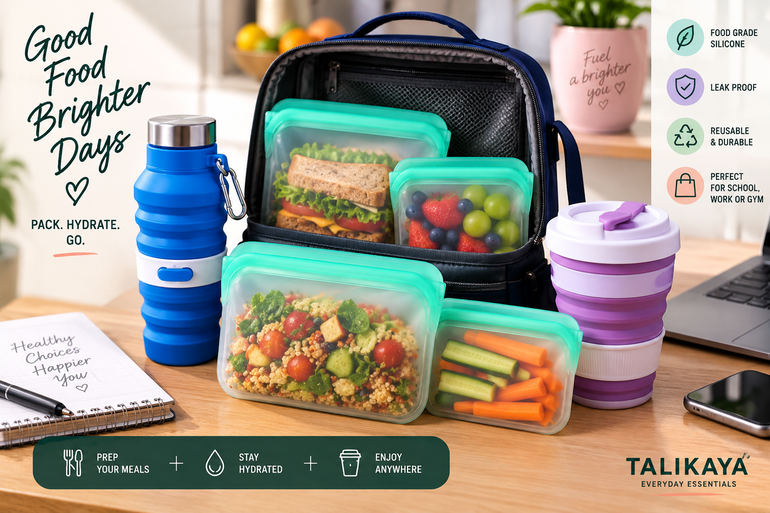 TaliKaya Reusable Silicone Food Storage Bags — Fresh, Organised & Ready to Go - Image 3