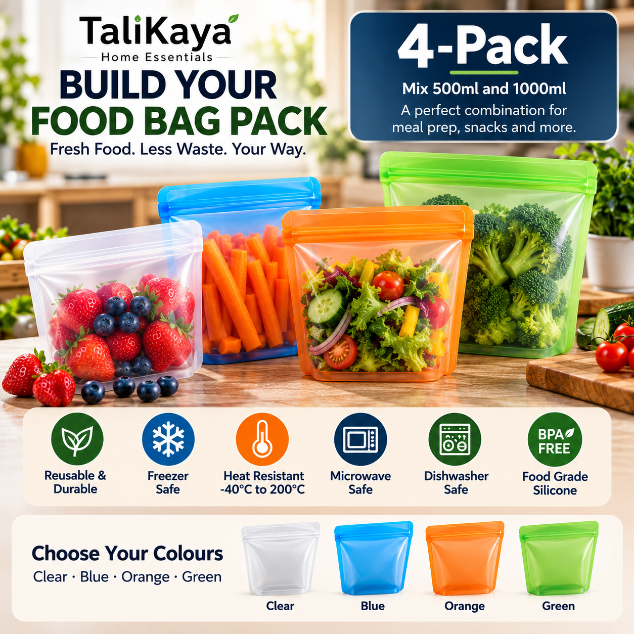 TaliKaya Build Your Silicone Food Bag Pack - Image 4