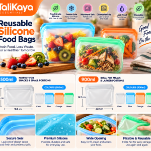 TaliKaya Reusable Silicone Food Storage Bags — Fresh, Organised & Ready to Go