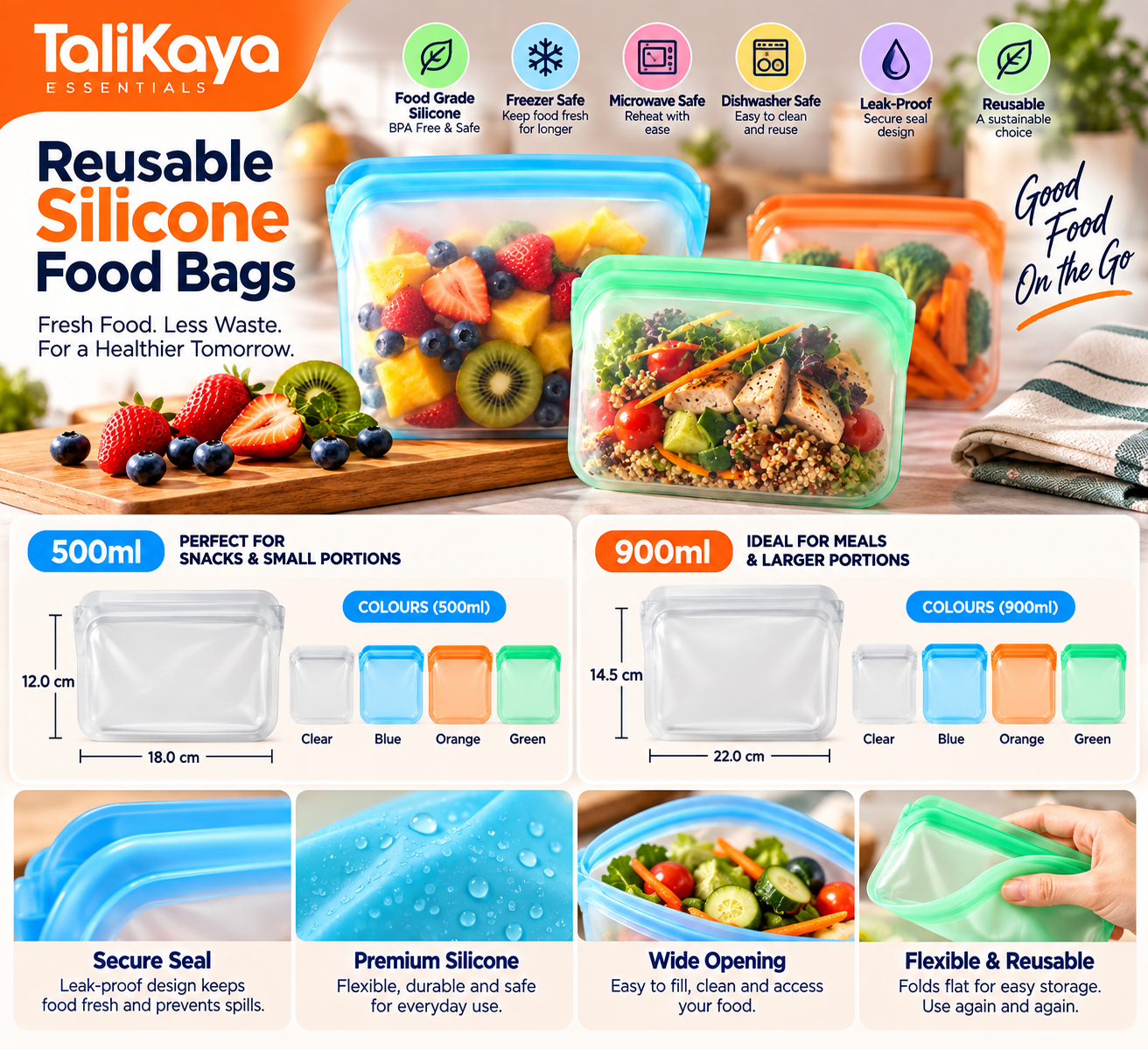TaliKaya Build Your Silicone Food Bag Pack